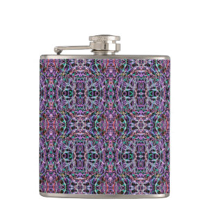 Pink Purple Geometric Hip Flask