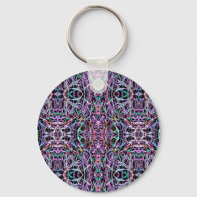 Pink Purple Geometric Key Ring (Front)