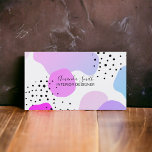 Pink purple geometric shapes polka dots interior business card<br><div class="desc">Modern pastel pink purple blue geometric shapes black polka dots pattern interior designer</div>