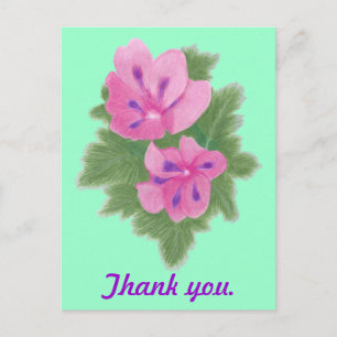 Pink Purple Geranium Thank You Postcards