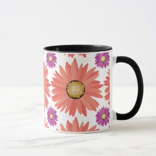 Pink Purple Gerber Daisy Flowers Floral Pattern Mug