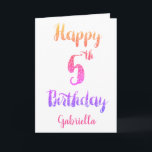 Pink Purple Glitter 5th Birthday Card<br><div class="desc">A personalised glitter 5th birthday card,  which you can easily personalise the front with her name. The inside birthday message can also be personalised. A glitter personalised 5th birthday card for her which would make a cute keepsake.</div>
