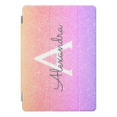 Pink Purple Glitter and Sparkle Monogram iPad Pro Cover (Front)