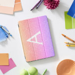 Pink Purple Glitter and Sparkle Monogram iPad Pro Cover<br><div class="desc">Gold,  Pink and Purple Pastel Rainbow Ombre Faux Glitter and Sparkle Elegant Monogram Case. This case can be customised to include your initial and first name.</div>