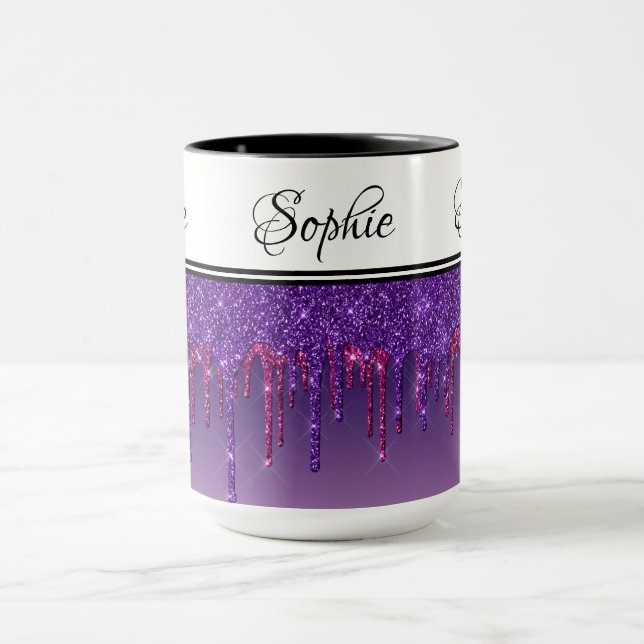 Pink Purple Glitter Drips Mug (Center)
