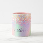 Pink purple glitter dust holographic name script