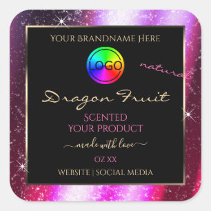 Pink Purple Glitter Frame Product Label with Logo