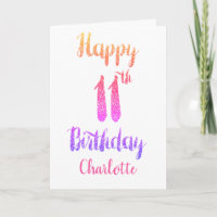 Pink Purple Glitter Happy 11th Birthday