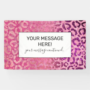 Pink Purple Glitter Leopard Animal Print Gradient Banner