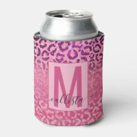 Pink Purple Glitter Leopard Animal Print Monogram