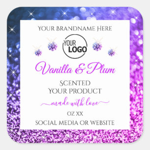 Pink Purple Glitter Logo Product Labels Diamonds