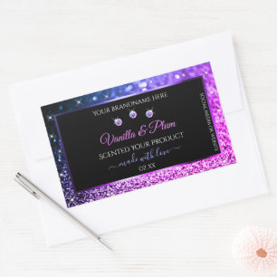 Pink Purple Glitter Product Labels Diamonds Black