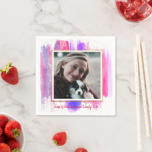 Pink & Purple Glitter Sparkle Graduation Napkin