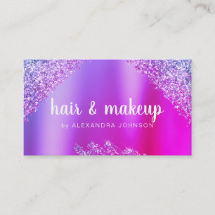 Pink Purple Glitter Sparkle Hair Makeup Beauty Business Card