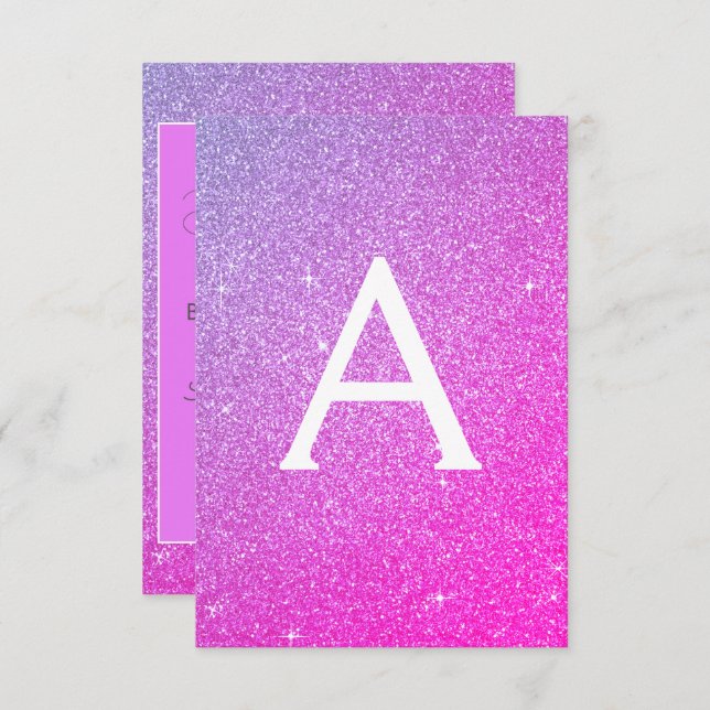 Pink Purple Glitter Sweet 16 Save the Date Invitation (Front/Back)