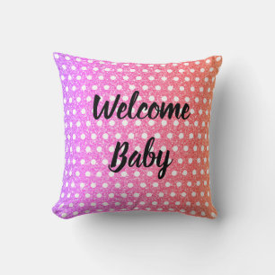Pink Purple Glitter White Polka Dots Baby Shower Cushion