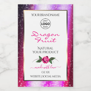Pink Purple Glitter White Product Labels with Logo