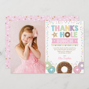 Pink Purple Gold Doughnut Birthday Thank You Card