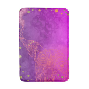 Pink Purple Gold Elephant Exotic Bright Good Luck Bath Mat