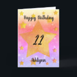 Pink Purple Gold Stars Watercolor 11th Birthday Card<br><div class="desc">A pretty watercolor 11th birthday card that features an array of yellow gold stars on the front with a pretty array of colours on the background. Please see all photos. This personalised 11th birthday card for daughter, granddaughter, goddaughter and more would make a wonderful card keepsake for daughter, granddaughter, goddaughter...</div>
