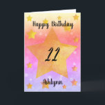 Pink Purple Gold Stars Watercolor 11th Birthday Card<br><div class="desc">A pretty watercolor 11th birthday card that features an array of yellow gold stars on the front with a pretty array of colours on the background. Please see all photos. This personalised 11th birthday card for daughter, granddaughter, goddaughter and more would make a wonderful card keepsake for daughter, granddaughter, goddaughter...</div>