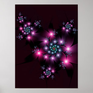 Pink Purple Gothic Flowers Poster
