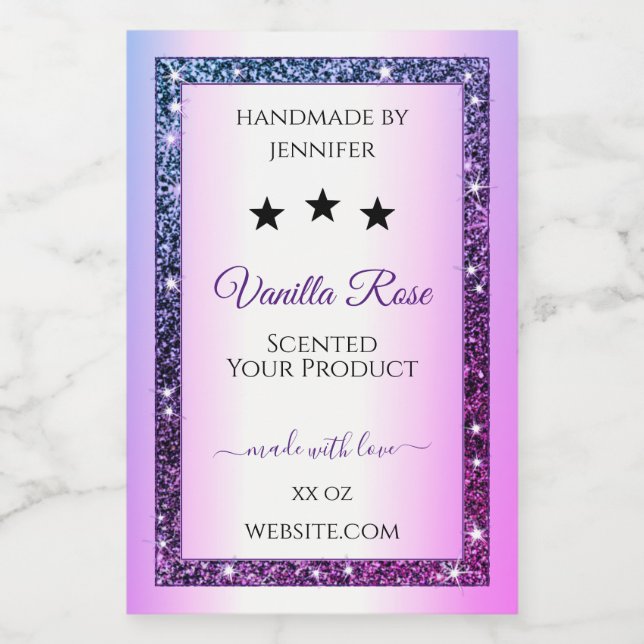 Pink Purple Gradient Glitter Spark Product Labels (Single Label)