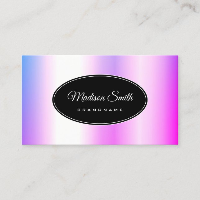 Pink Purple Gradient Holographic Design Modern Business Card (Front)