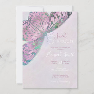 Pink Purple Green Butterfly Painting Invitation