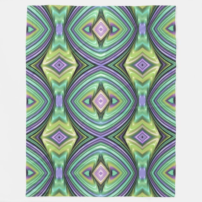 Pink, Purple & Green Diamonds Modern Retro Pattern Fleece Blanket (Front)