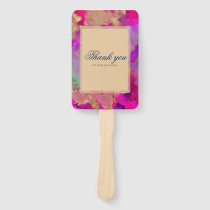Pink, purple, green marble ink invitations hand fan