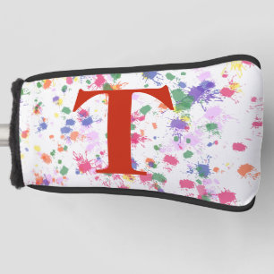 Pink Purple Green Paint Splat Red Monogram Golf Head Cover