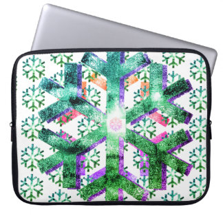Pink, Purple + Green Snowflakes on Electronics Bag