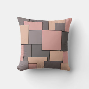 Pink purple grey geometric pattern cushion
