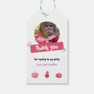 Pink & purple Halloween birthday party thank you Gift Tags