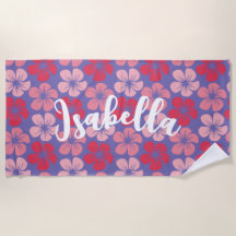 Pink Purple Hawaiian Flowers Personalised Name