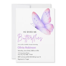 Pink Purple He Gives Me Butterflies Bridal Shower