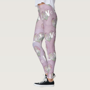 Pink Purple Heart Typography Valentine Day Legging