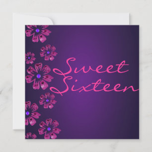 Pink & Purple Hibiscus Floral Birthday Invitation