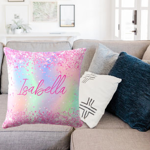 Pink purple holographic cushion