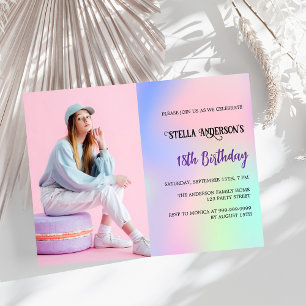 Pink purple holographic photo budget birthday