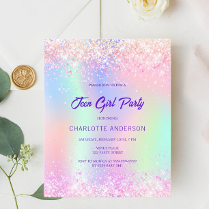 Pink purple holographic teen girl budget birthday