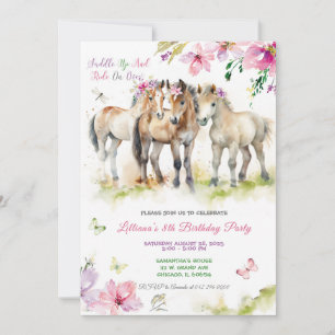 Pink  Purple Horse Birthday Invitation