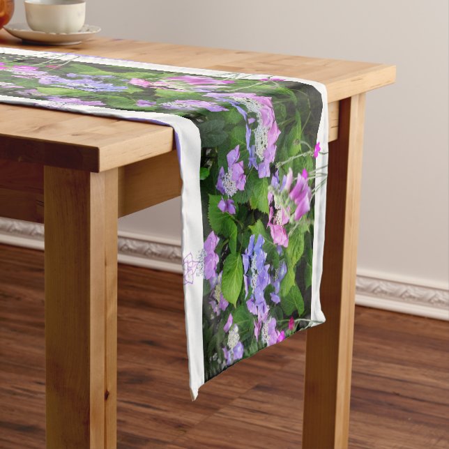 Pink & Purple Hydrangea Design Table Runner (In Situ)