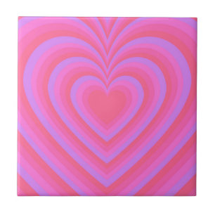 Pink Purple Hypnotic Heart Love Pattern Ceramic Tile