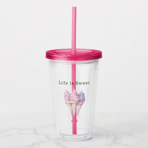 Pink Purple Ice Cream Cones Acrylic Tumbler