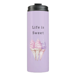 Pink Purple Ice Cream Cones   Thermal Tumbler