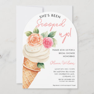 Pink & Purple Ice Cream & Floral Bridal Shower Invitation