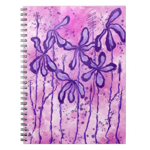 Pink & Purple Inked Flowers Notebook