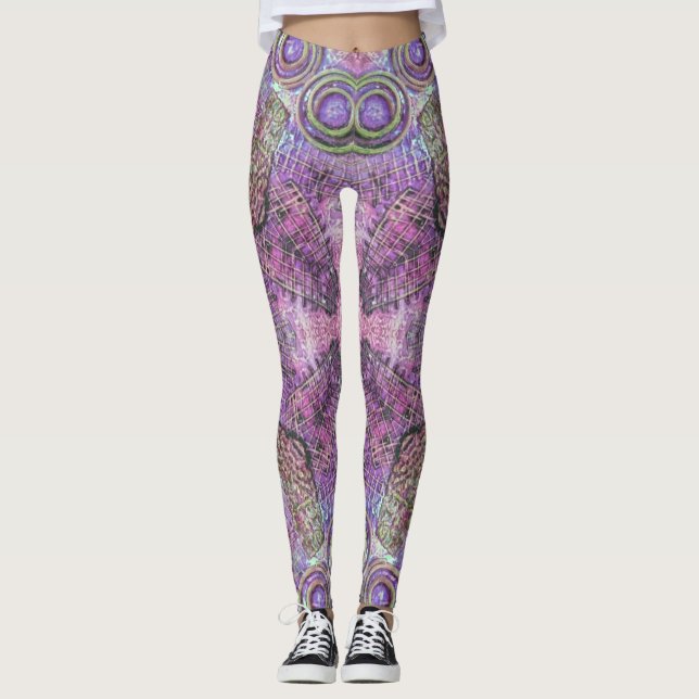 Pink & Purple Jewel Pattern Leggings (Front)